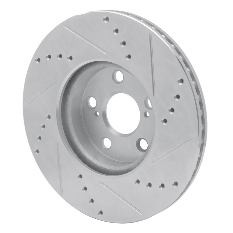 Pontiac Vibe Brake Rotor (1) - Front Left - R1 Concepts - Drilled & Slotted - Silver - `08-`19